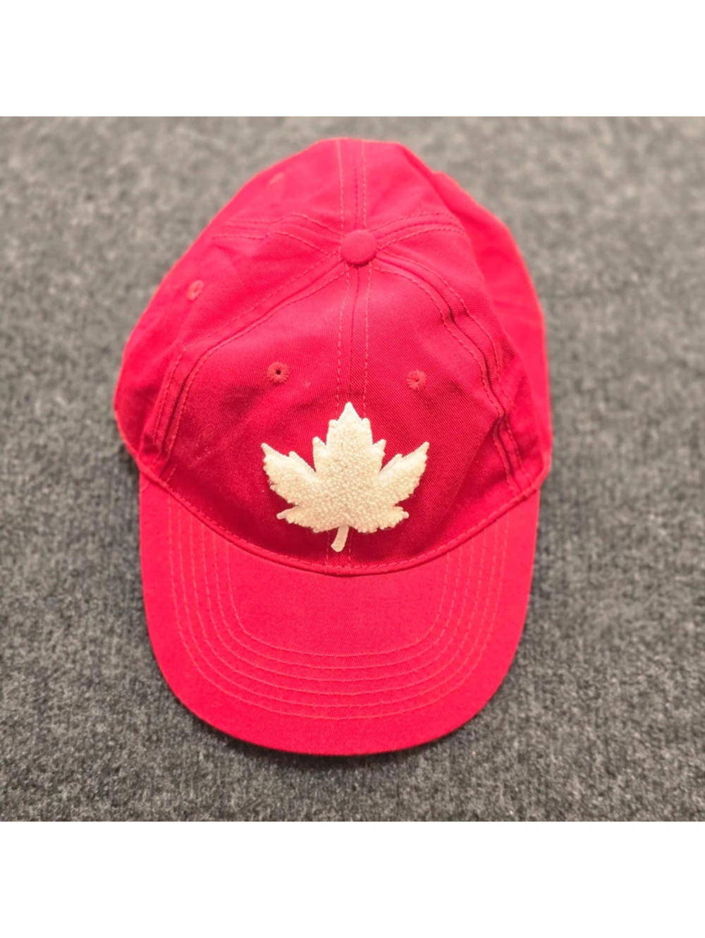 Canadiana Red Maple Leaf Baseball Cap Canada Hat Adjustable One Size 100% Cotton